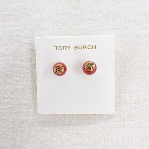 Tory Burch Kira Pearl Stud Earrings Red OS